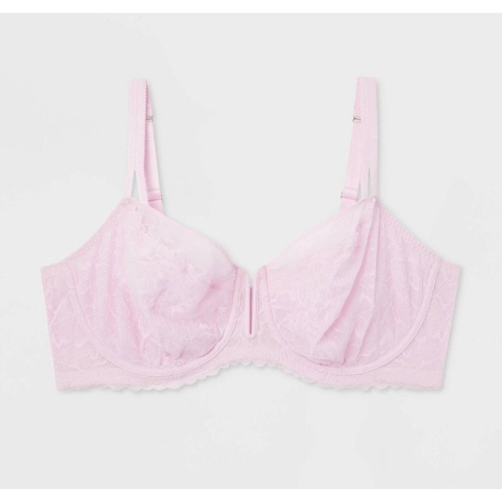 AUDEN Women 40DDD Light Pink‎ Lace Unlined Comfort Wire Balconette Bra NWT